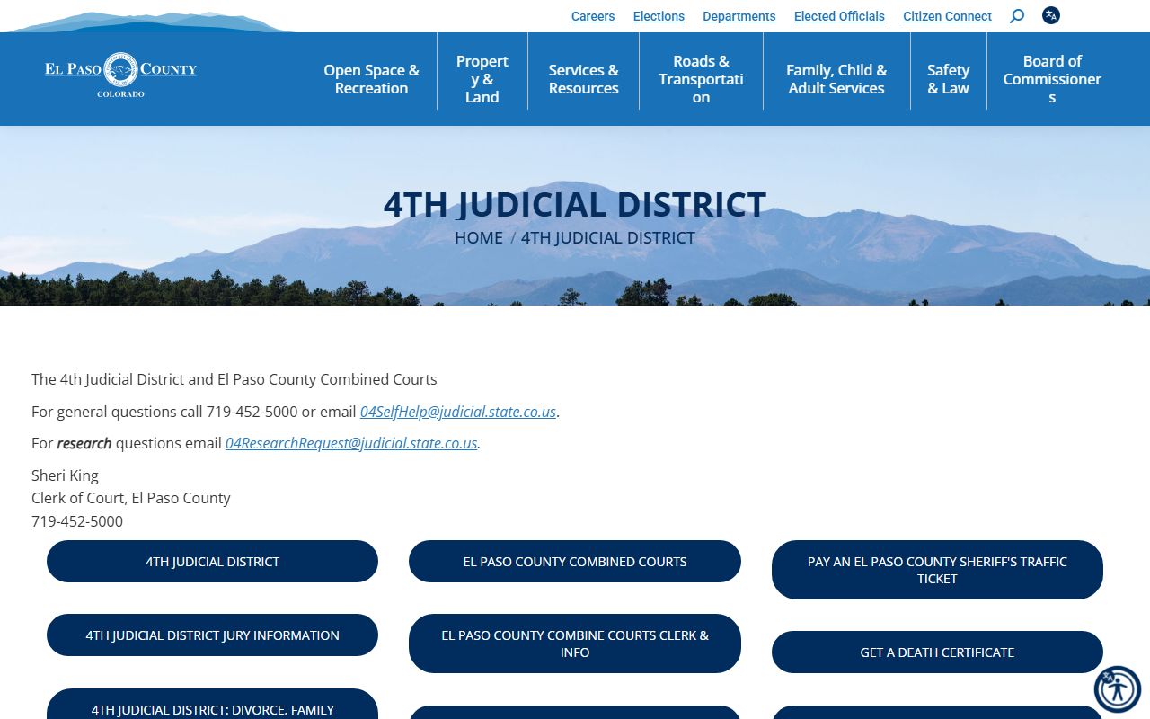 4th Judicial District information for El Paso County criminal court records