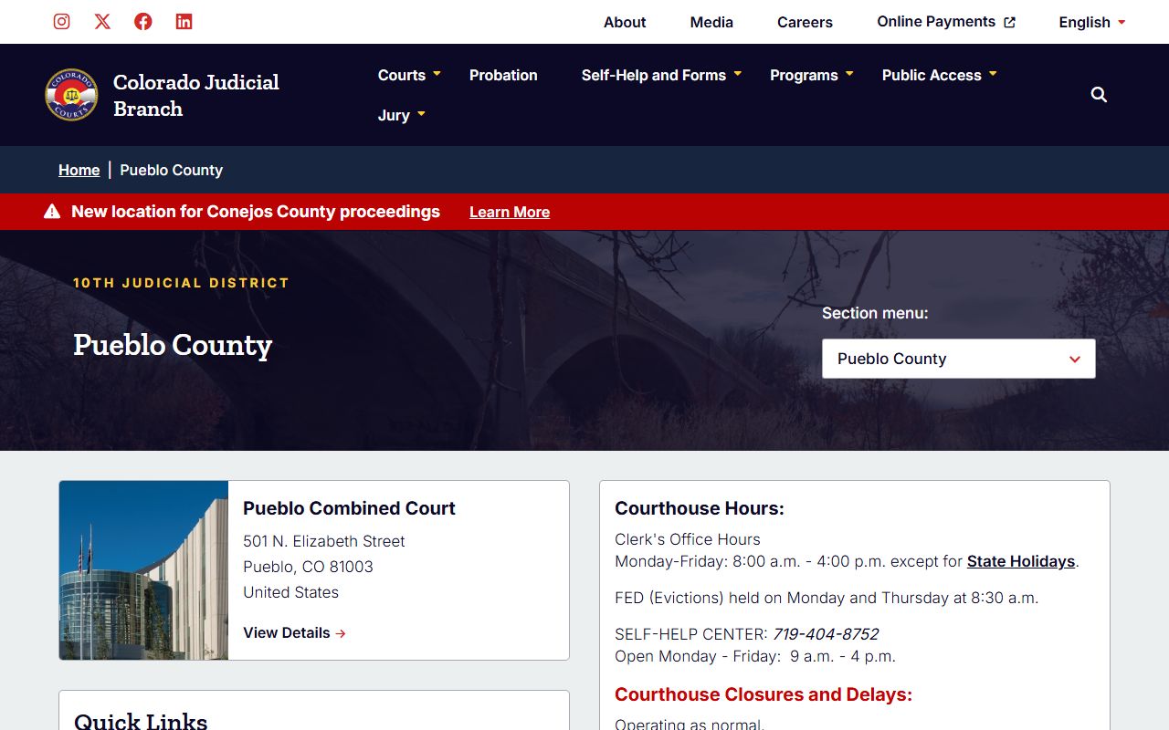 Pueblo Combined Court criminal court records information